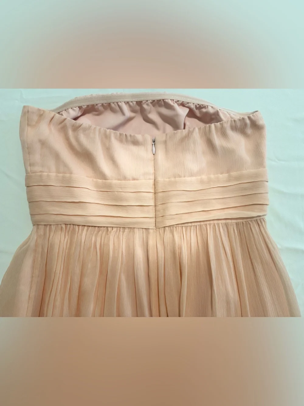 J. Crew 100% Silk Dress Peach Strapless Lined Size 6